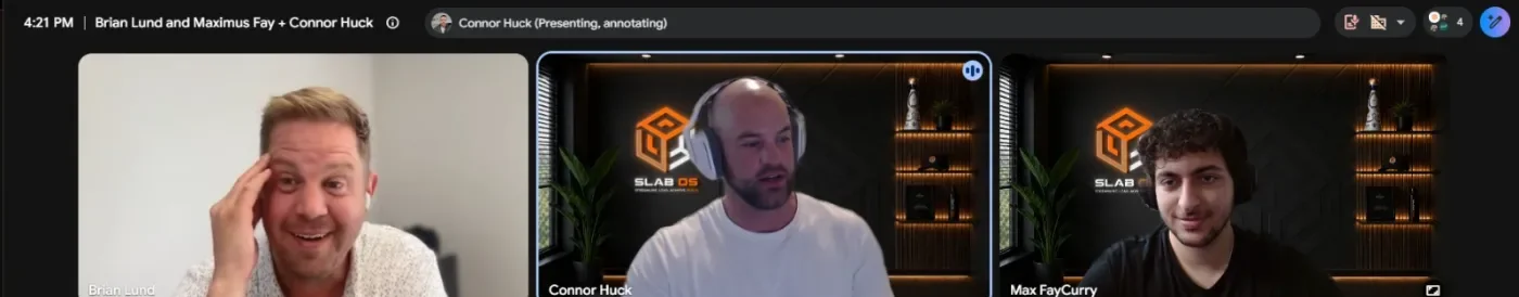 A countertop shop owner reacting on a live SlabOS demo call — seeing the all-in-one platform replace the Moraware stack